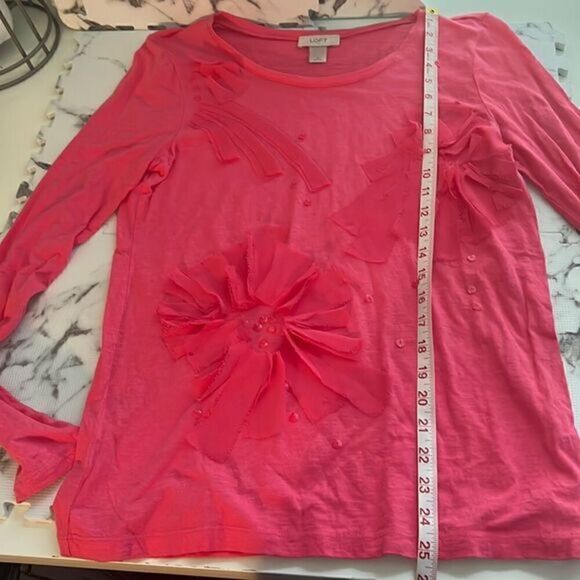 Loft‎ Pink Flower Long Sleeve T Shirt Size M - Picture 8 of 11